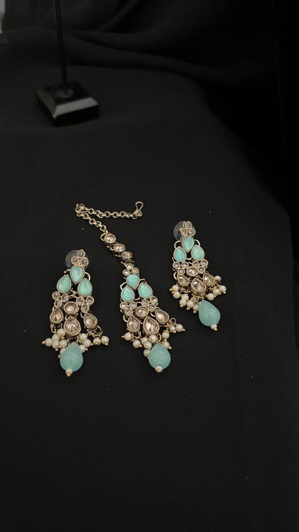 Mint Choker Set with earrings and tikka