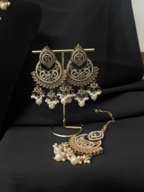 V Shape Necklace Set with earrings and tikka