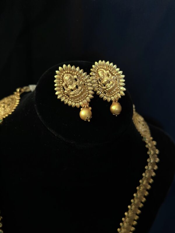 Long coin necklace set with earrings