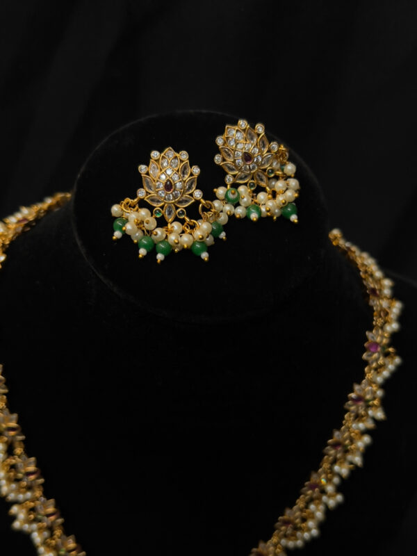 Lotus long necklace set with earrings